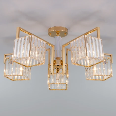 Потолочная люстра Eurosvet April 10117/5 золото/прозрачный хрусталь Strotskis