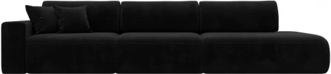 Диван прямой Лига-036 НПБ Модерн Лонг подлокотник слева (Черный/Велюр) Лига Диванов арт.121363L