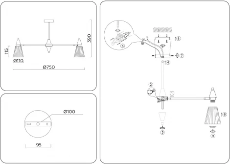 Потолочная люстра на штанге Ambrella HIGH LIGHT LH58116 (220V)