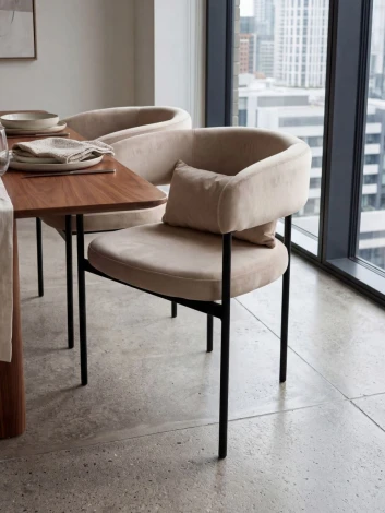 Стул СТАН, цвет H-06 Бежевый, велюр / черный каркас M-City 64803