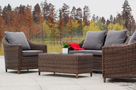 Лаунж-зона из искусственного ротанга, цвет коричневый 4SIS Кон Панна KPS2C2TJ-4-SET brown