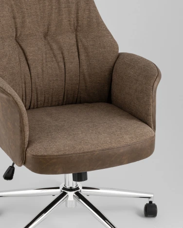 Кресло офисное TopChairs Neoma коричневый экокожа ткань УТ000041771