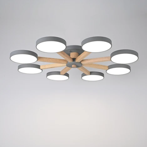 Потолочная люстра Wi-Fi на штанге Turna 8 Gray By ImperiumLoft Turna01 (LED, 220V, голосовое управление, умный дом - Алиса)