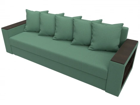 Диван прямой Дубай Лайт полки справа (ДСП,ЛДСП/Пластик/Рогожка/Зеленый) Лига Диванов 132284