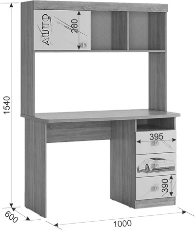 Детский гарнитур Форсаж К1 Mebelson (Дуб сонома,Белый) арт.К1Форсаж.1623