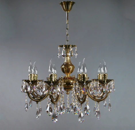 Подвесная люстра Ambiente by Brizzi Aria 8818/8 PB Tear Drop (220V, хрусталь Asfour, на цепи, подсвечник, свеча)