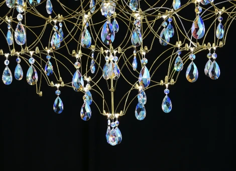 Подвесная люстра светодиодная с пультом и хрустальными подвесками K9 MyFar Allegria MR2643-66P-50СD