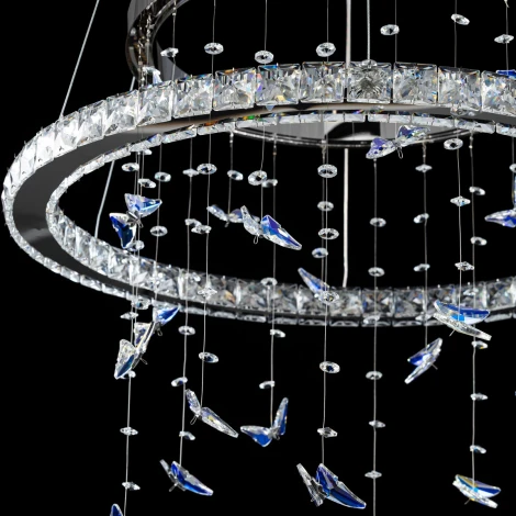 Подвесная люстра Citilux Etera CL322060 (регулировка яркости, LED, подвески, пульт управления, на тросе, кольцо, бабочки)