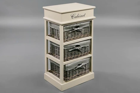 Тумба с 3 корзинами и ящиком Secret De Maison OUVERTURE 3 ( mod. 4336 ) butter white (слоновая кость) (дерево павловния, мдф)