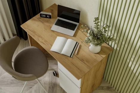 Стол письменный Арника 900 Денвер, Дуб золотой, Белый шагрень