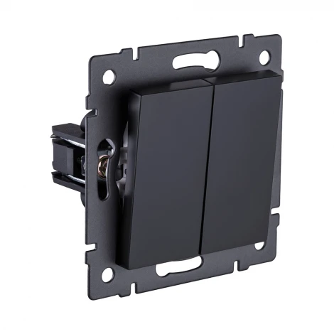 Выключатель кнопочный 2-клавишный 10А/250В черный матовый Kollinger REA-S-011BM для Aspekt, Eleganz, Reflex