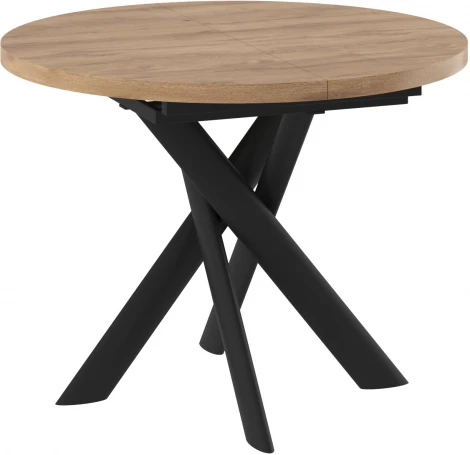 Стол МАМАДОМА Рональдо D100, Дуб Веллингтон/черный