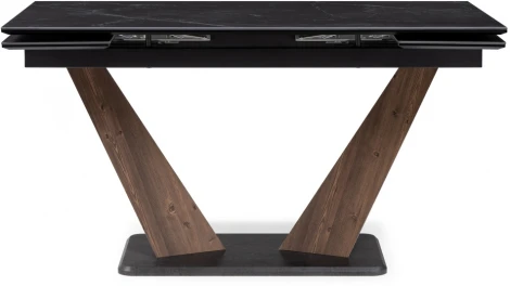 Керамический стол Woodville Кели 140(200)х80х76 черный мрамор / орех кантри / черный 532394