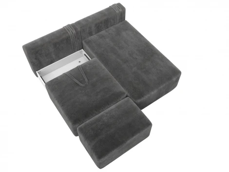 Диван угловой модульный с пуфом Лига-060 НПБ угол универсальный (ЛДСП,Брус,Фанера/Пластик/Велюр/Серый) Лига Диванов 129682