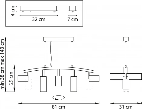 Подвесной светильник Rullo LR735363872 (571735+214436-3+214487-2) (220V, на тросе)