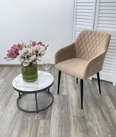 Стул M-City BRANDY-X БЕЖЕВЫЙ #5, велюр / черный каркас