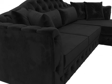 Диван угловой Артис правый угол (Черный/Велюр) Лига Диванов арт.121581