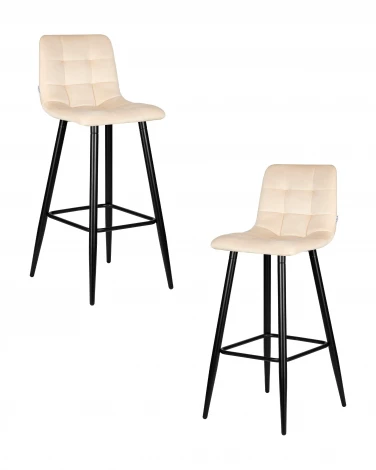 Набор 2 шт стул барный DOBRIN NICOLE (черные матовые ножки, кремовый велюр (108-113))