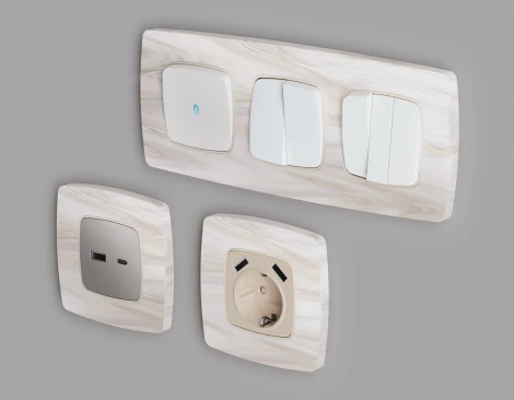 Рамка Ambrella Volt OMEGA Opera (Бежевый мрамор) 1-ая OF940301