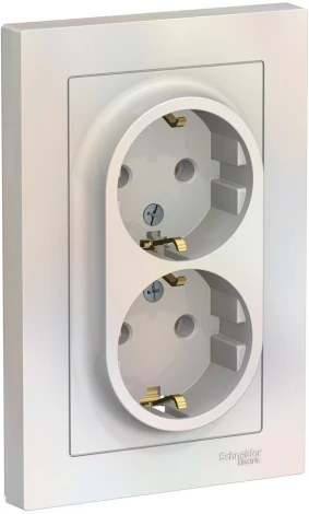 Розетка встраиваемая двойная с заземлением (жемчужный) Systeme Electric AtlasDesign ATN000424
