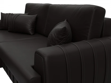 Диван угловой Лига-057 НПБ угол левый (ЛДСП,Брус,Фанера/Пластик/Экокожа/Коричневый) Лига Диванов 130033L