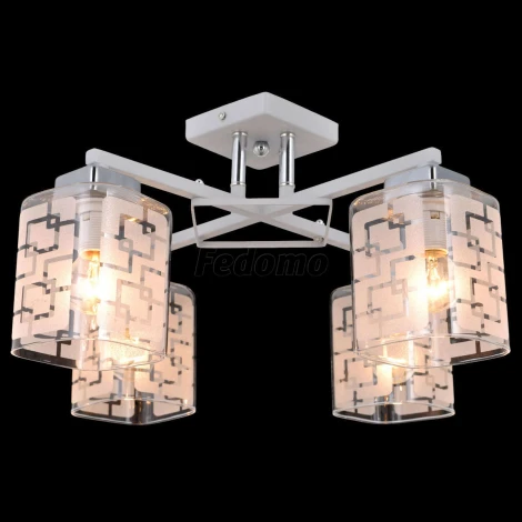 Люстра потолочная Natali Kovaltseva Pure, 4 плафона, белый с хромом и прозрачным