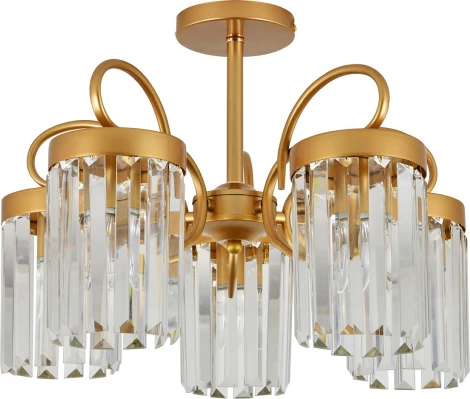 Потолочная люстра на штанге Escada Lofoyi 2116/5P 5x40Вт E14, металл/хрусталь, шампань, прозрачный хрусталь (220V)