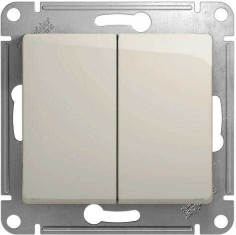 Выключатель встраиваемый двухклавишный (молочный) Systeme Electric Glossa GSL000965