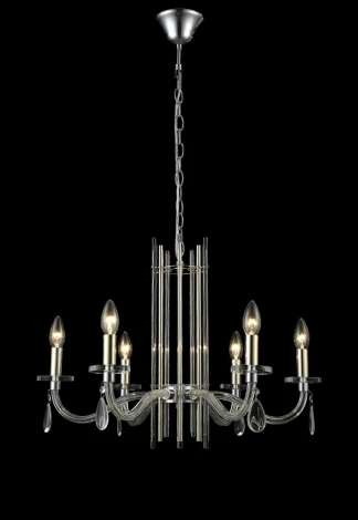 Подвесная люстра AURELIO SP6 GOLD+CHROME/TRANSPARENT Crystal Lux (220V, хрусталь, на цепи, свеча)