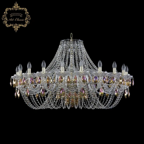 Подвесная большая люстра Art Classic 11.11 11.11.20.400.Gd.Sp.K777 (220V, хрусталь, на цепи, подсвечник, свеча)