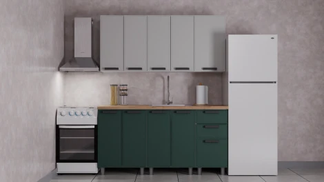 ГК Аленушка 1,6м Магнолия Керамика/Изумруд, черный (без столешницы)