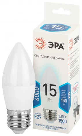 Лампочка светодиодная E27 15 Вт ЭРА LED B35-15W-840-E27 LED B35-15W-840-E27
