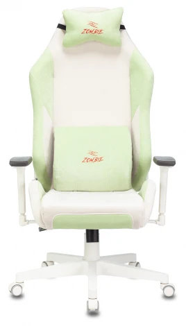 Кресло игровое Zombie EPIC PRO Fabric белый/зеленый с подголов. крестовина пластик пластик белый