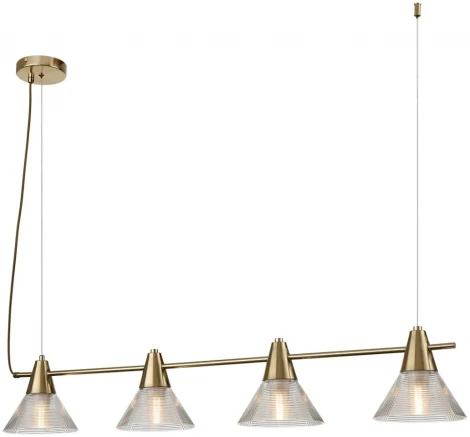 Подвесной светильник Lumion Corne 6596/4A латунь титаниум/прозрачный, металл/стекло E27 4*60W 220V (на проводе)