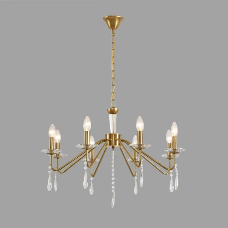 Подвесная люстра Lumion Suana 8319/8 шампань/прозрачный, металл/хрусталь E14 8*40W 220V (на цепи, подсвечник, свеча)