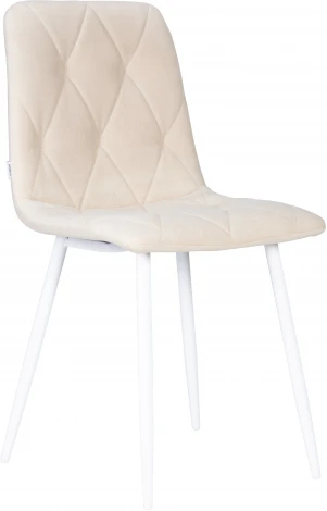 Стул обеденный DOBRIN CHILLY ROMBO (Бежевый Simple 44, основание белое) 006 ROMBO, цвет сиденья бежевый основания белый