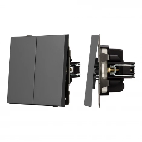 Механизм выключателя двухклавишный непроходной SWT-TENDO-MK02-SFPL-GR (230V, 10A) (Arlight) 054546