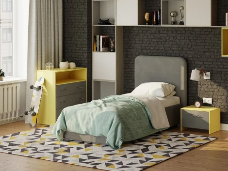 PROxSON Кровать Олаф (Ткань: Велюр Forest 17 Серый) 80x190