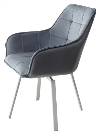 Стул M-City MAVERICK BLUVEL-06 BLUE/ белый каркас, поворот.360 град.