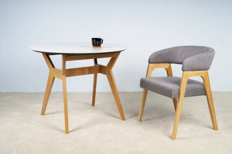 Стол R-Home Нарвик д.960 мрамор Бианко Темный орех