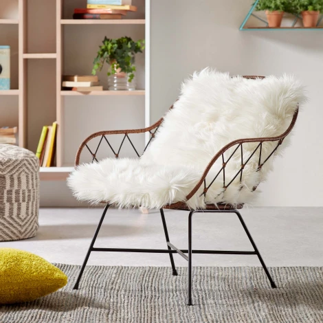 Кресло La Forma (ex Julia Grup) Claren (Белый/ Сталь,Ротанг,Пена,Металл)