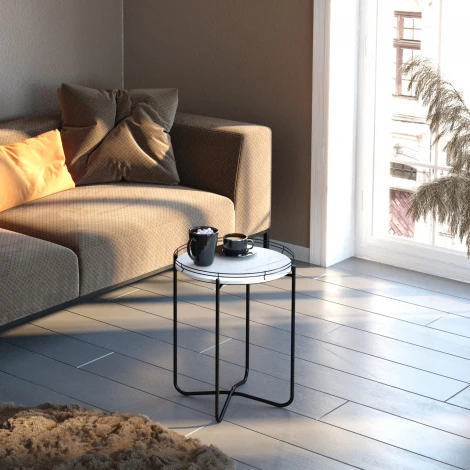 Столик журнальный SHT-CT20 белый мрамор/черный муар от фабрики Mebelik