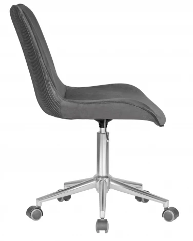 Кресло офисное DOBRIN DORA (серый велюр (1922-19), хромированная сталь)