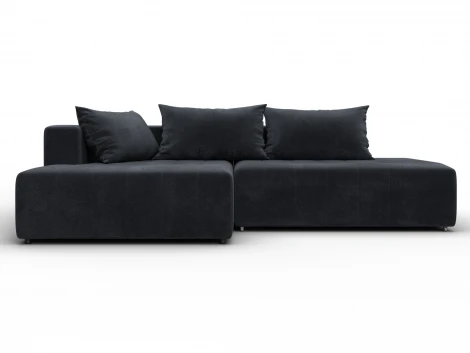 Диван угловой Лига-103 НПБ угол левый (ДСП,Брус,Фанера,Велюр/Темно-серый) Лига Диванов 134808L