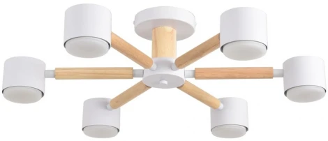 Потолочная люстра на штанге Lumion Vudi 8306/6C белый, дерево/металл GX53 LED 6*7W 220V