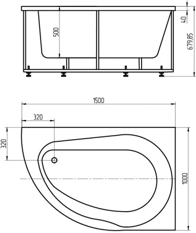 Акриловая ванна Акватек Вирго R, с фронтальным экраном