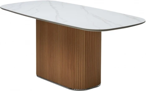 Стол M-City TAMPA 180 цвет БЕЛЫЙ МРАМОР M326, керамика / Каркас OAK