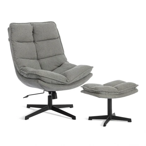 Кресло лаунж Reflex/Рефлекс с пуфом велюр/букле (HYP), светло-серый Tetchair 25506