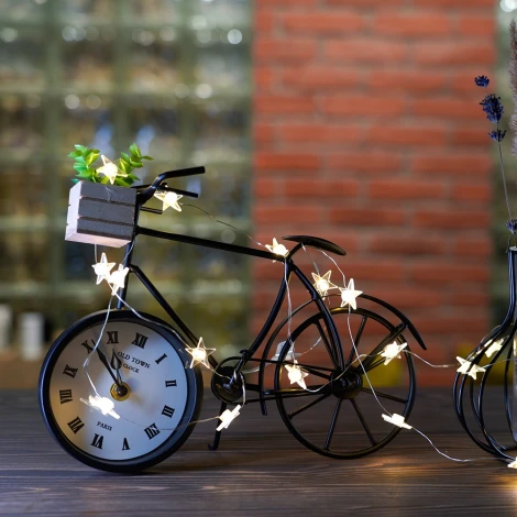 Светодиодная гирлянда линейная Звездочки на проволоке 2700К с питанием от батареек Feron CL589 51445