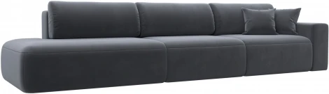 Диван прямой Лига-036 НПБ Модерн Лонг подлокотник справа (Серый/Велюр) Лига Диванов арт.121361